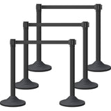 Plastic Retractable Stanchion with 10 ft Black Belt and Rubber Base