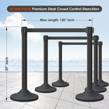 Plastic Retractable Stanchion with 10 ft Black Belt and Rubber Base