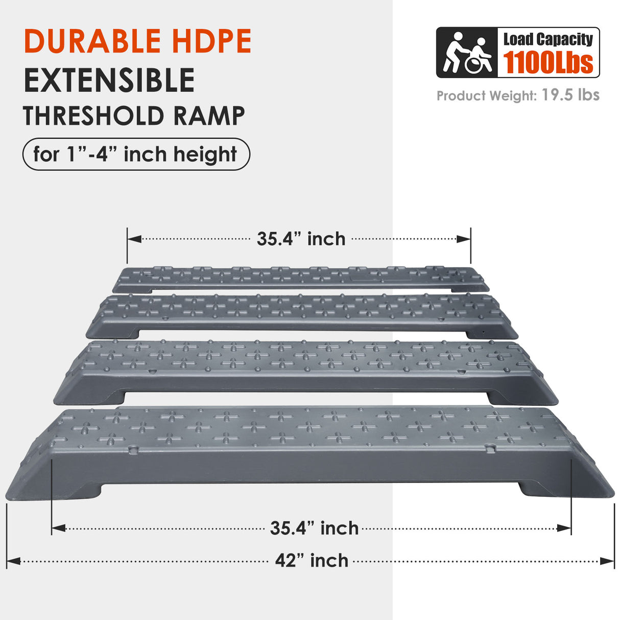 Extensible Threshold Ramp 1 - 6 Inch Height