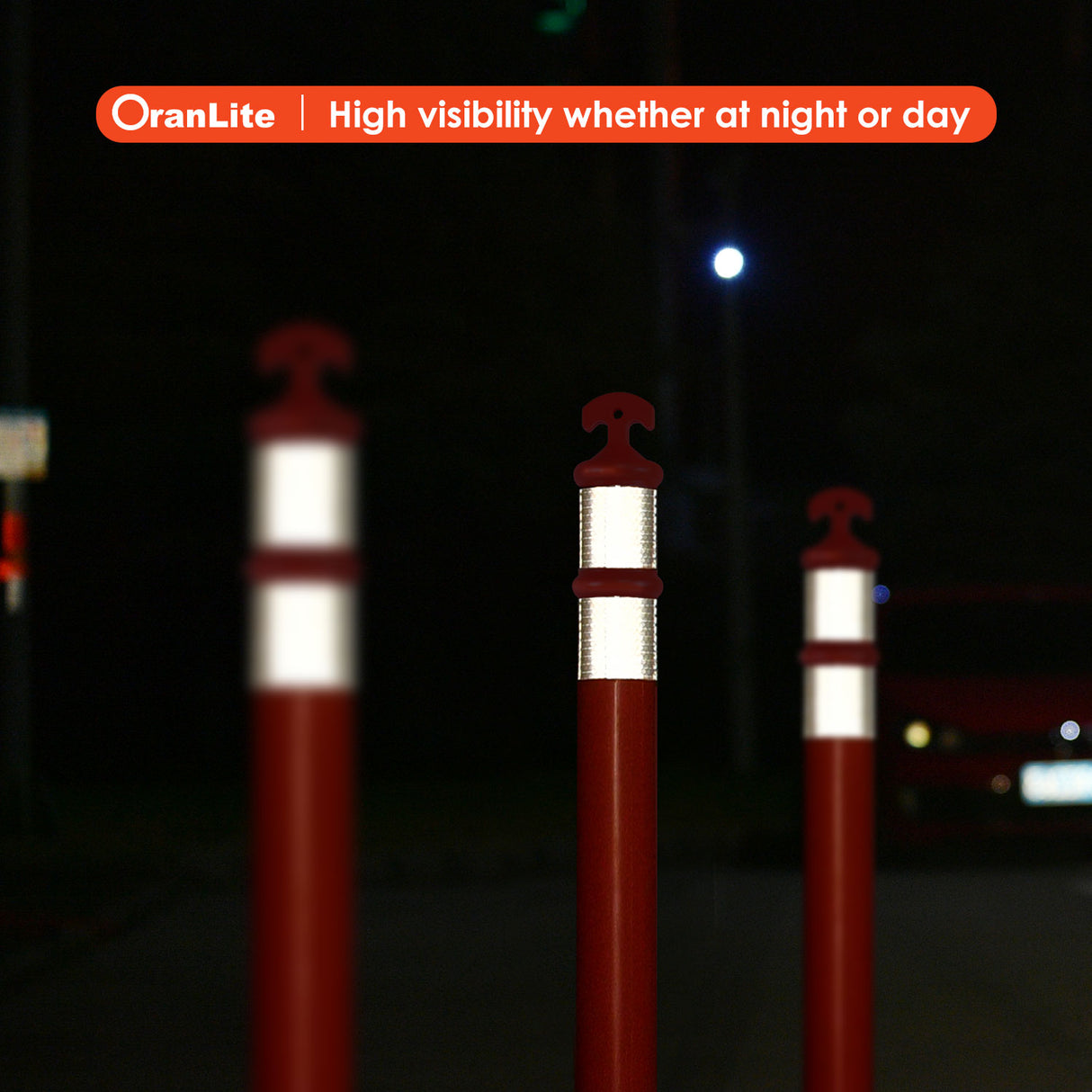 T-Top Delineator Post with Heavy Duty Rubber Base , 4+4Inch ASTM Type IV Reflective Tape