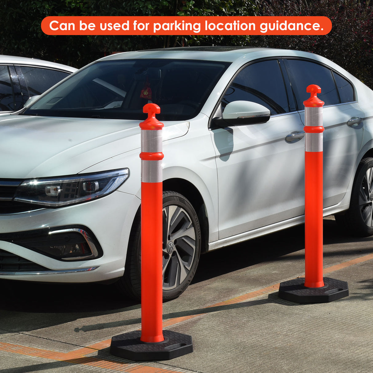 T-Top Delineator Post with Heavy Duty Rubber Base , 4+4Inch ASTM Type IV Reflective Tape