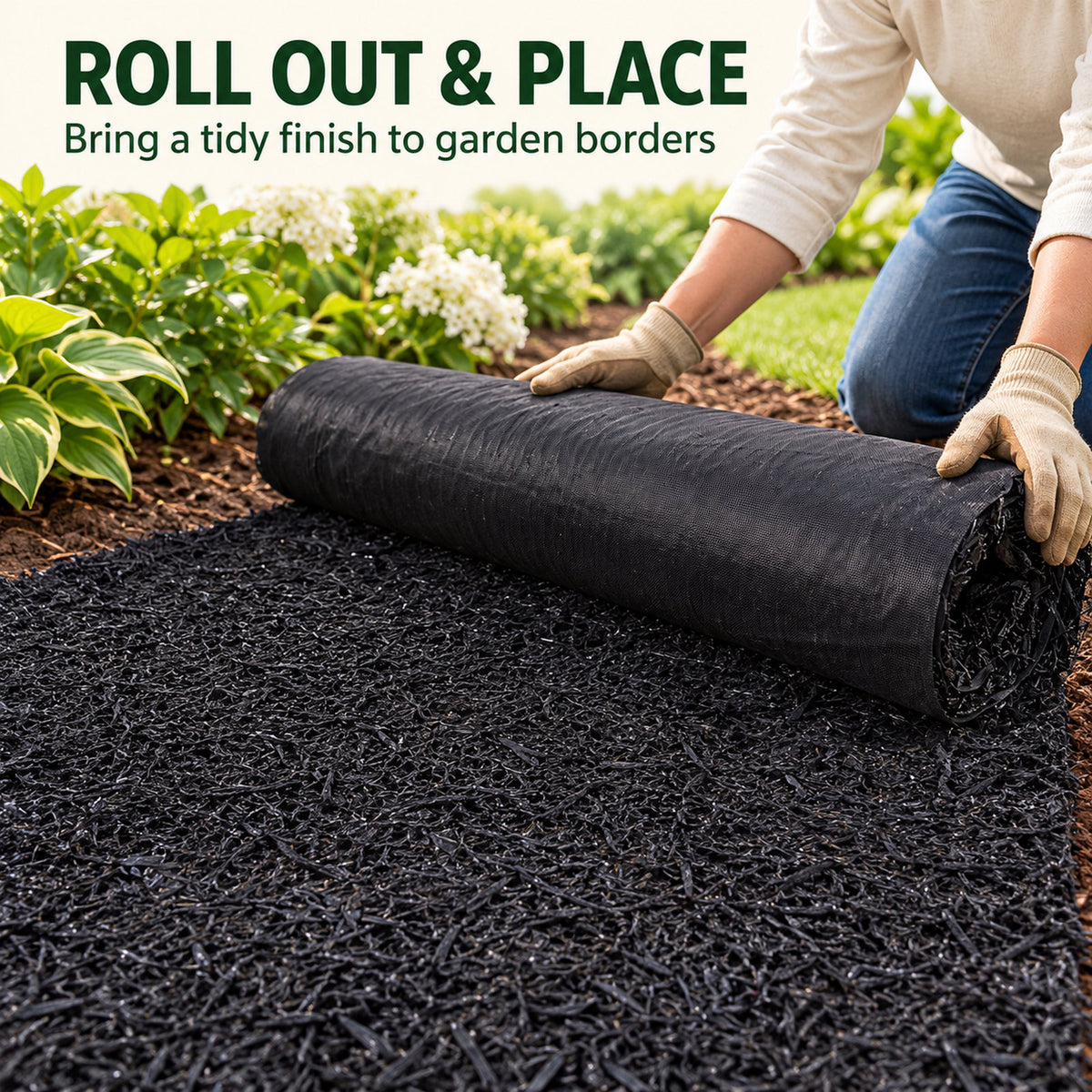6 x 2 ft Recycled Rubber Mulch Mat Roll for Garden Landscaping