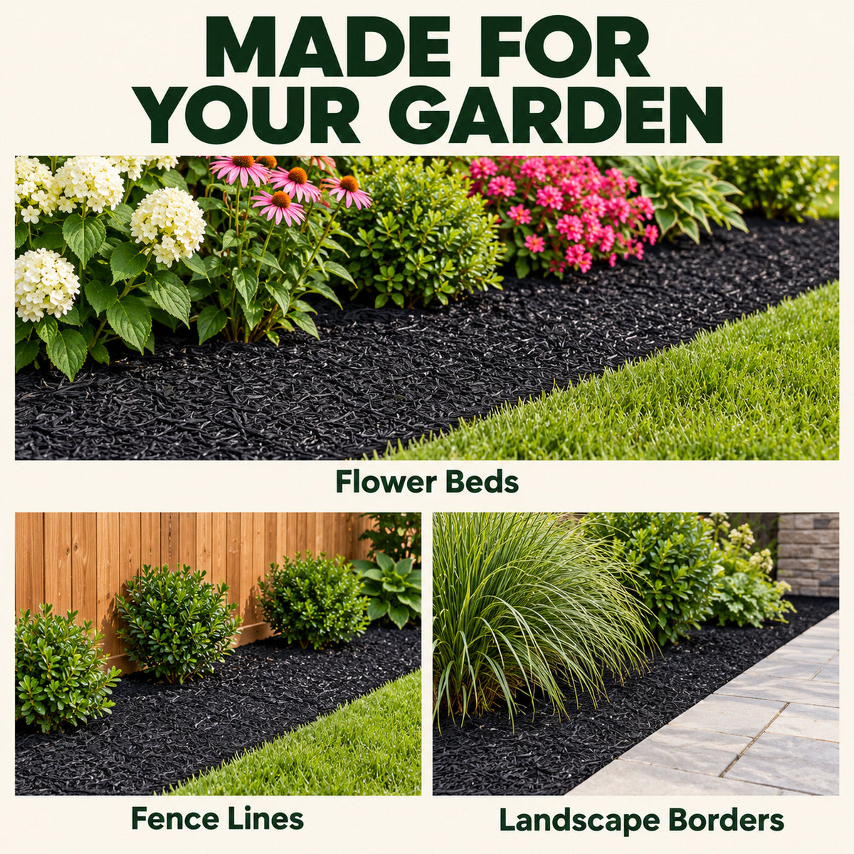 6 x 2 ft Recycled Rubber Mulch Mat Roll for Garden Landscaping