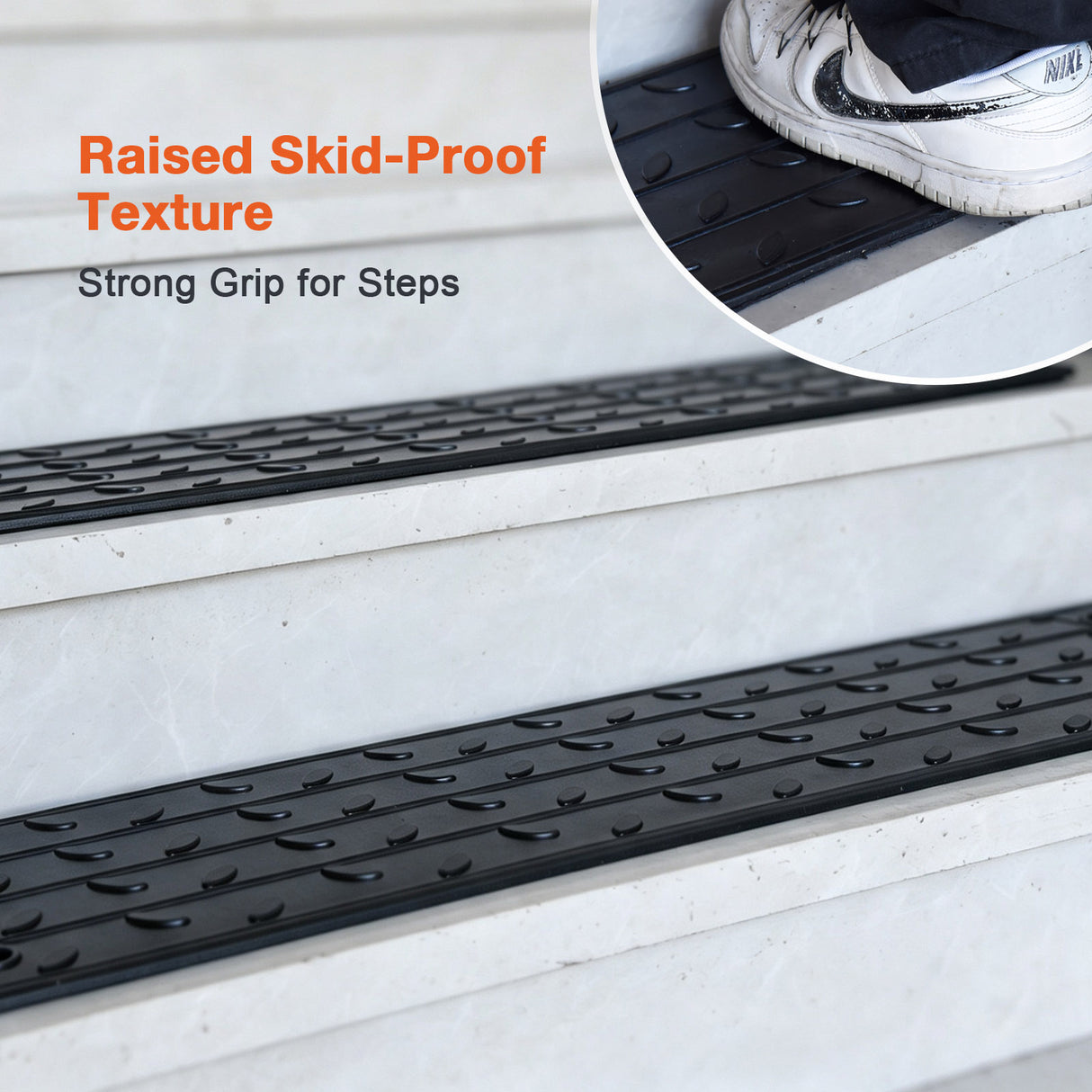 Non Slip Rubber Stair Treads – Peel & Stick or Screw Mount