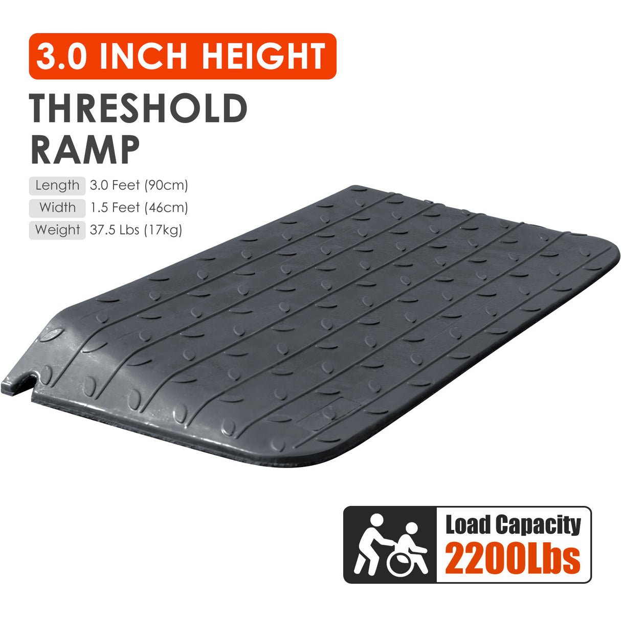 Rubber Threshold Ramp Height 1 to 4Inch