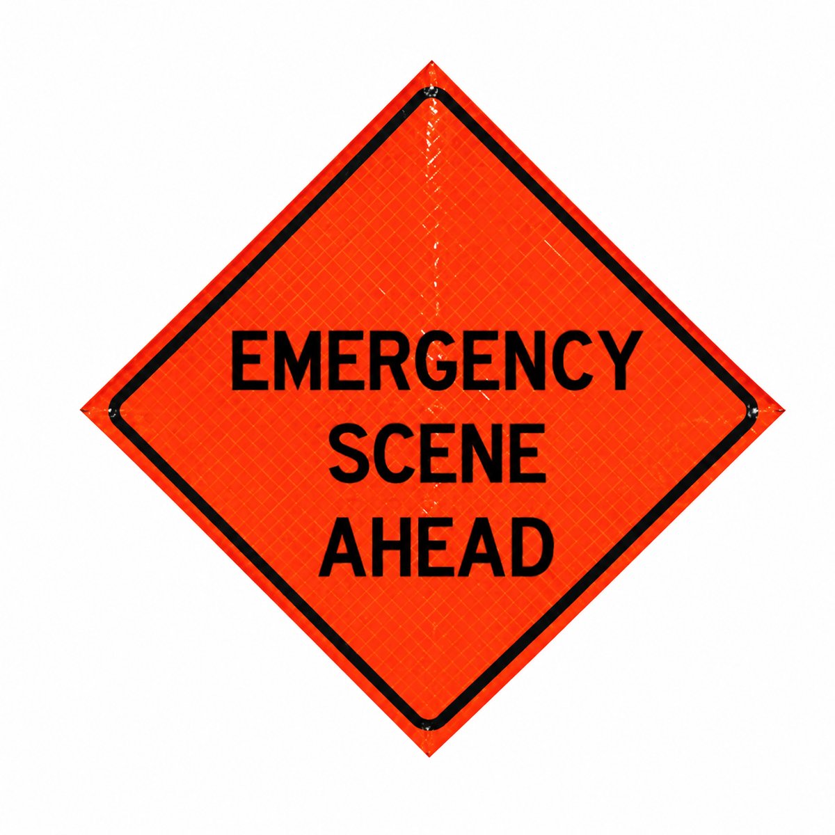 48 inch orange reflective roll-up sign - Emergency Scene Ahead