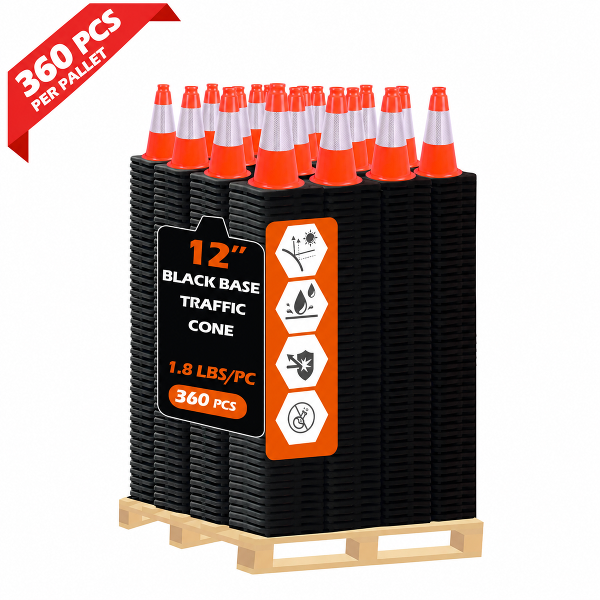 OranLite light weight traffic cones, 360 pieces per pallet