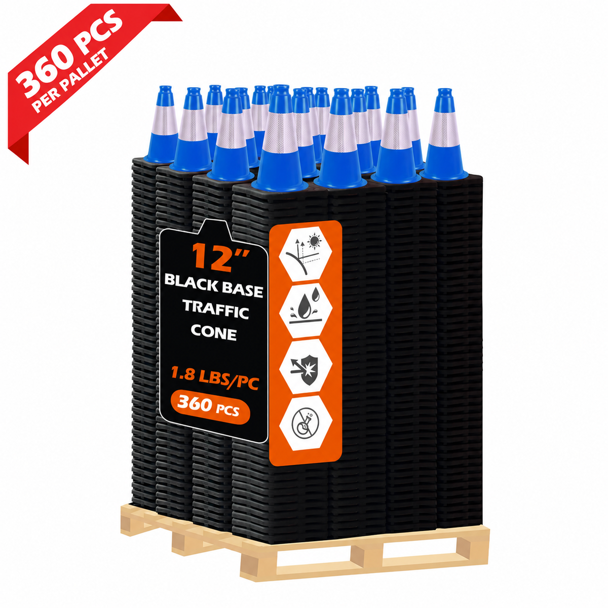 OranLite light weight traffic cones, 360 pieces per pallet