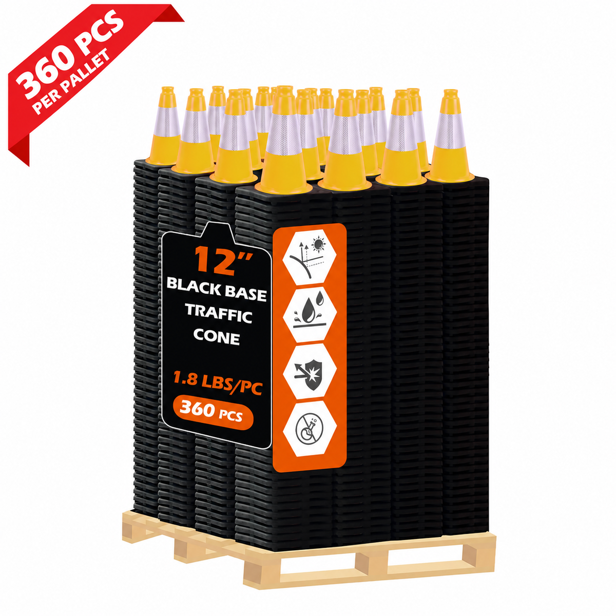 OranLite light weight traffic cones, 360 pieces per pallet