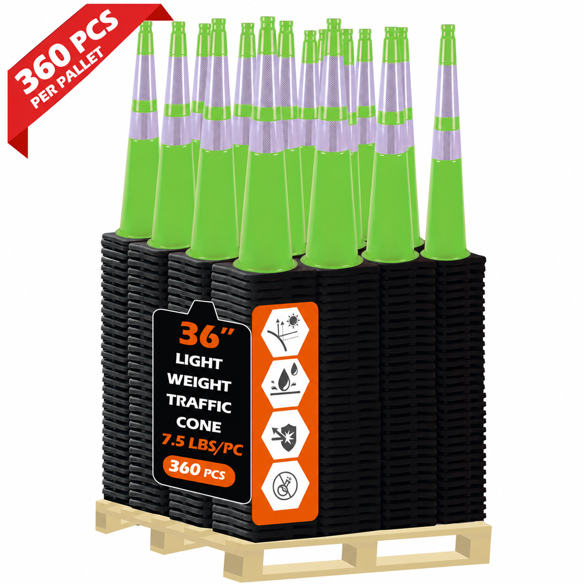OranLite light weight traffic cones, 360 pieces per pallet