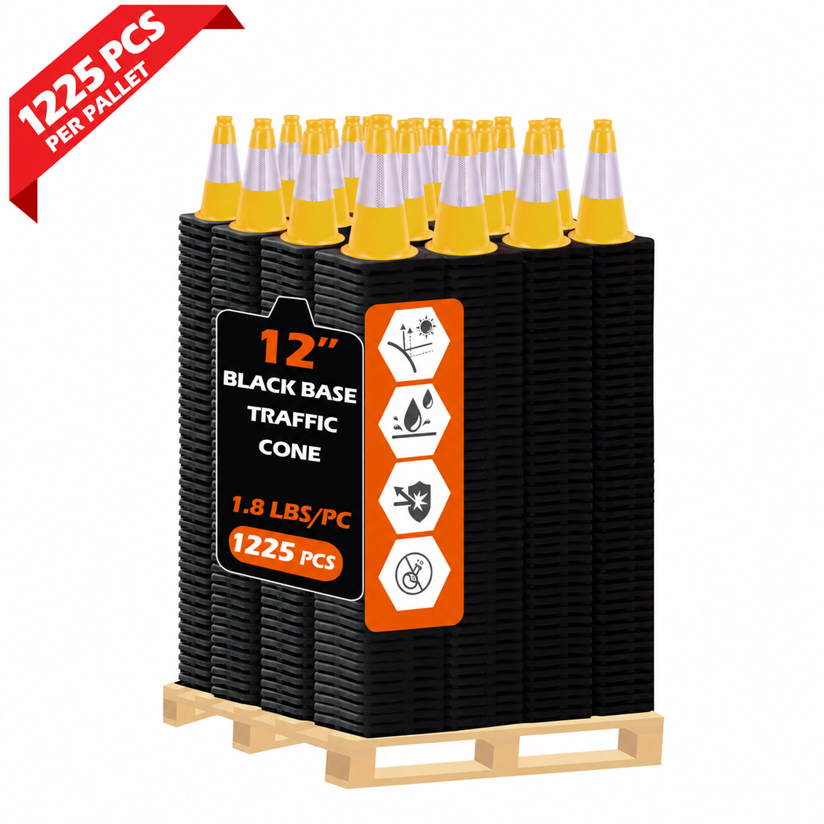 OranLite light weight traffic cones, 1225 pieces per pallet