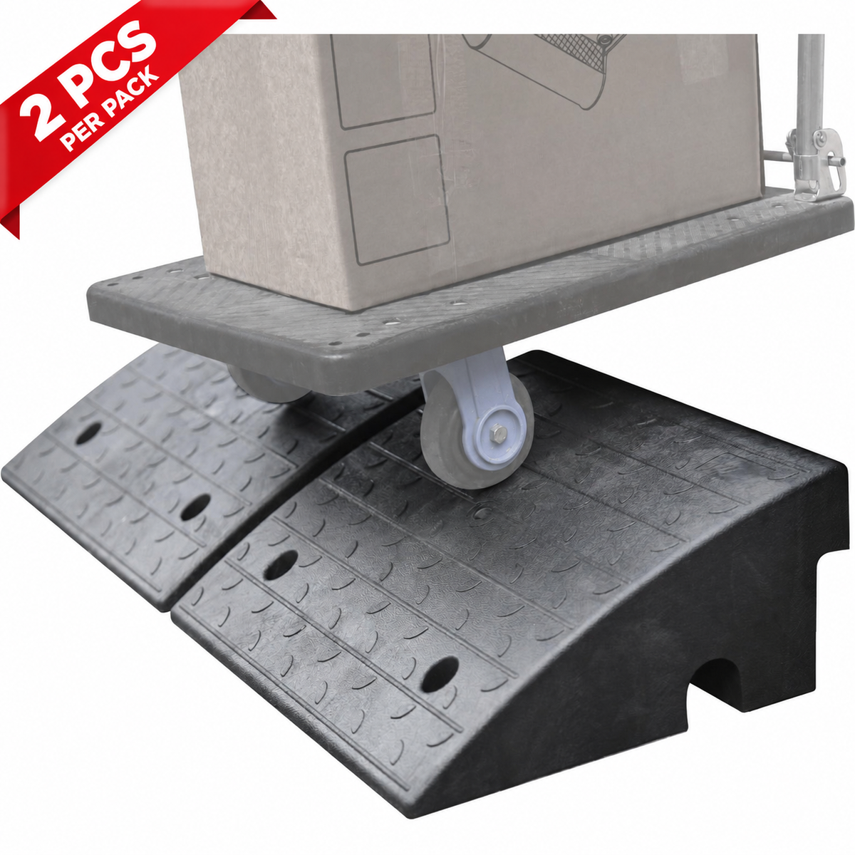 7-inch curb ramps and hand cart with a 2 PCS per pack label