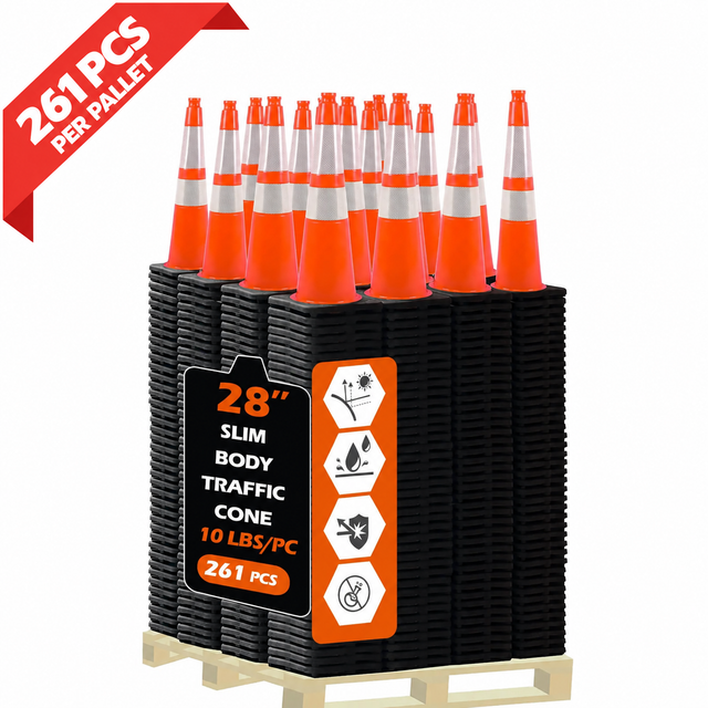 OranLite 28 inch slim body traffic cones, 261 pieces per pallet