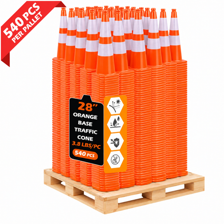 OranLite 28 inch solid orange traffic cones, 540 pieces per pallet