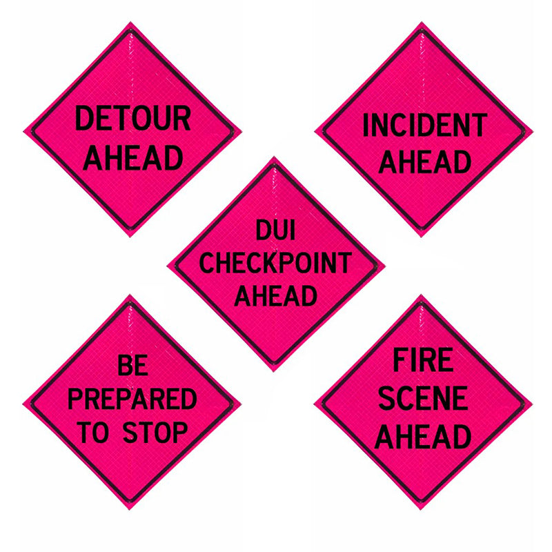 48" Reflective Pink Vinyl Roll-Up Sign | Durable & Weather-Resistant | Ideal for Traffic Control, Roadwork, Construction Zones, and Safety Warnings | Portable & Easy to Store
